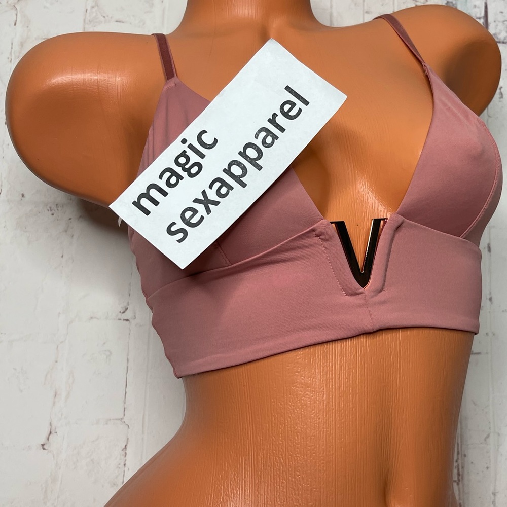 VS LUXE M VERY SEXY LOGO BRALETTE BRA V HARDWARE PLUNGE SMOOTH